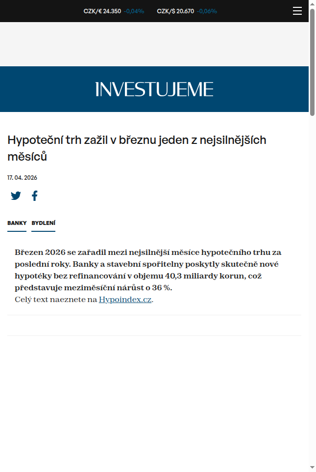 hypotecni-trh-zazil-v-breznu-jeden-z-nejsilnejsich-mesicu