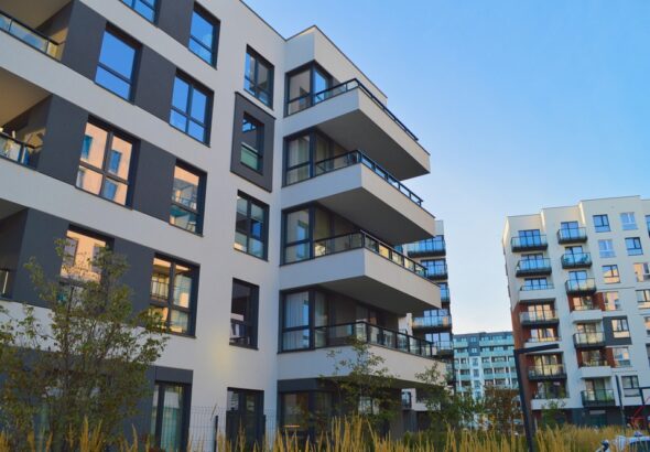 Contemporary,Residential,Buildings,With,Glass,Balconies,In,Warsaw,,Poland.,The