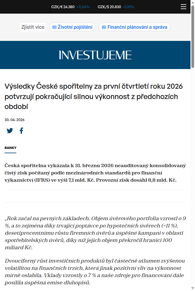 vysledky-ceske-sporitelny-za-prvni-ctvrtleti-roku-2026-potvrzuji-pokracujici-silnou-vykonnost-z-predchozich-obdobi