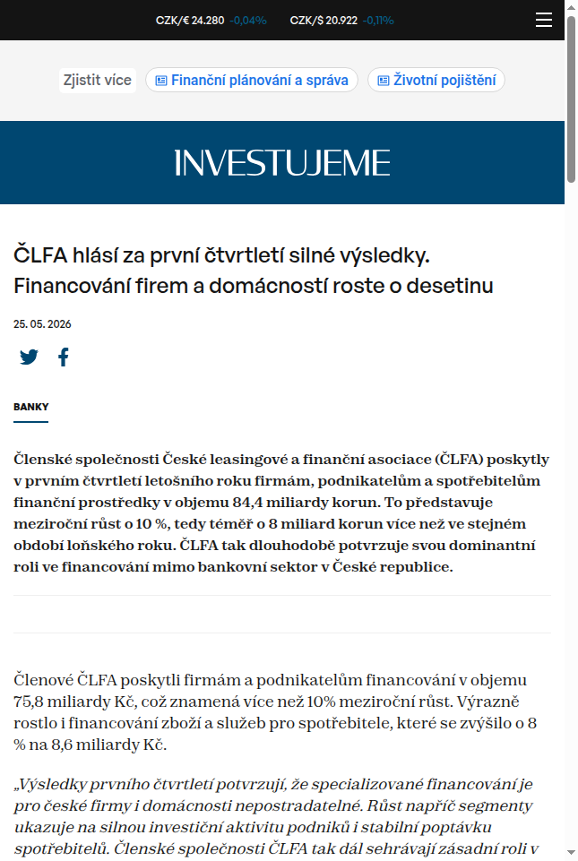 clfa-hlasi-za-prvni-ctvrtleti-silne-vysledky-financovani-firem-a-domacnosti-roste-o-desetinu