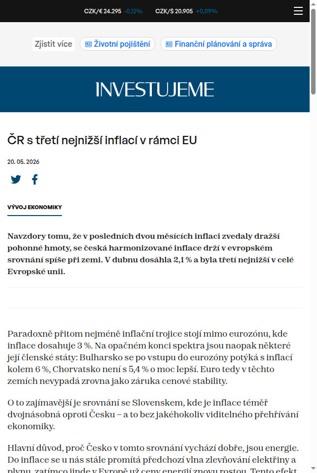 cr-s-treti-nejnizsi-inflaci-v-ramci-eu