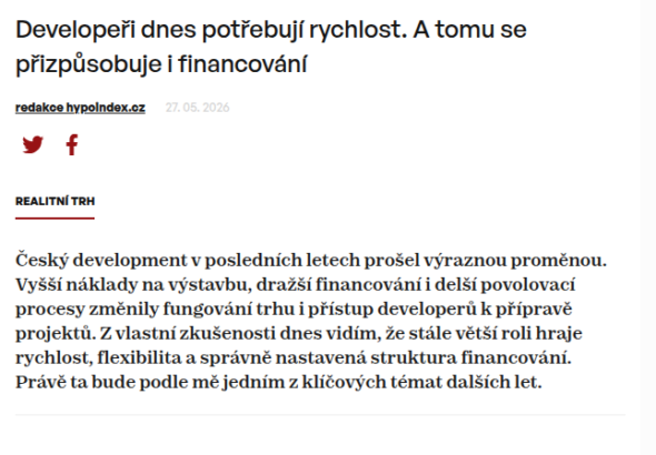developeri-dnes-potrebuji-rychlost-a-tomu-se-prizpusobuje-i-financovani