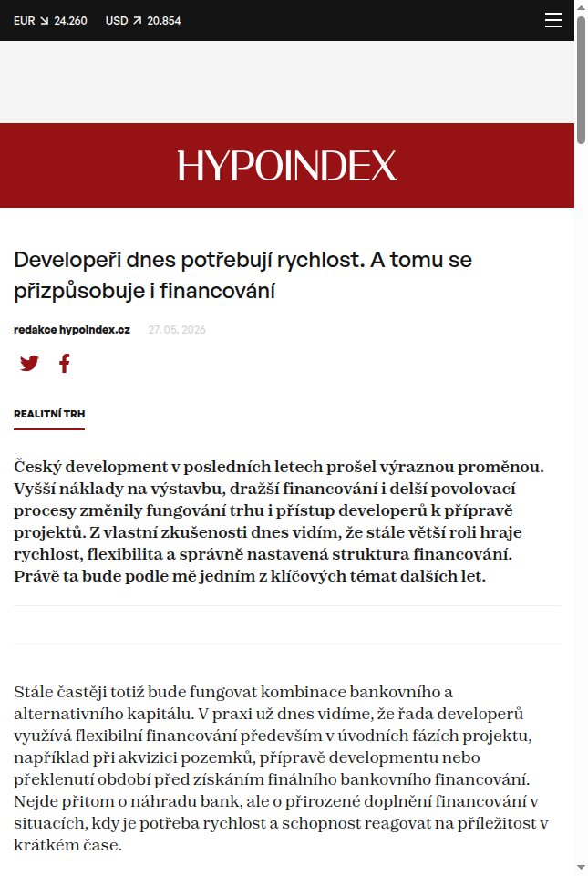developeri-dnes-potrebuji-rychlost-a-tomu-se-prizpusobuje-i-financovani