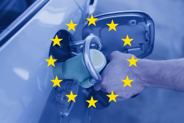 Fuel,Nozzle,Inserted,Into,Car,Tank,With,European,Union,Stars