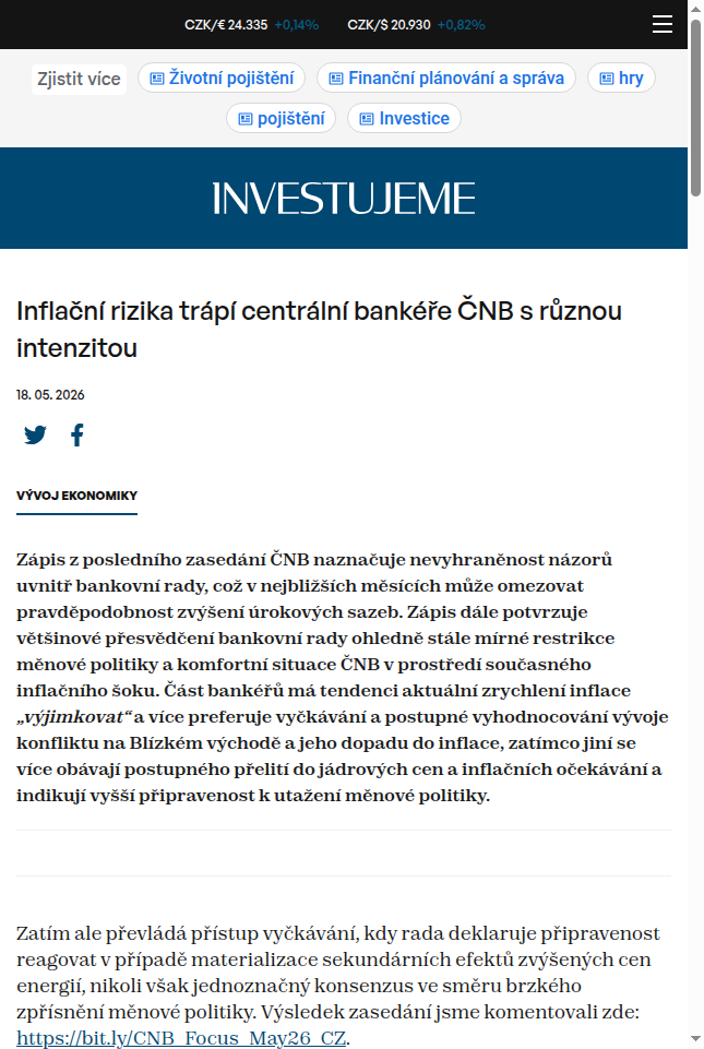 inflacni-rizika-trapi-centralni-bankere-cnb-s-ruznou-intenzitou