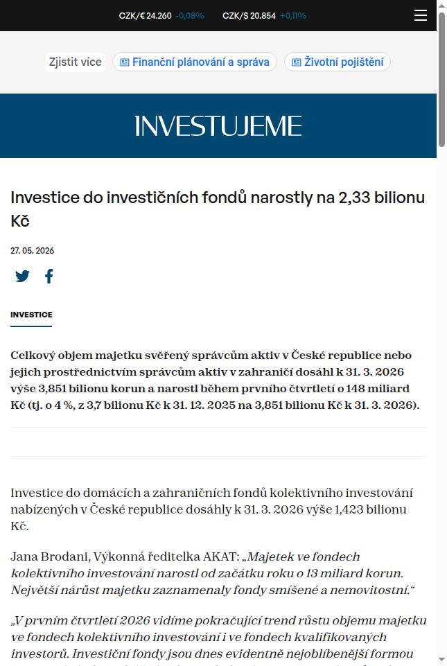 investice-do-investicnich-fondu-narostly-na-2-33-bilionu-kc