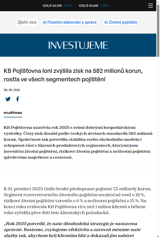 kb-pojistovna-loni-zvysila-zisk-na-582-milionu-korun-rostla-ve-vsech-segmentech-pojisteni