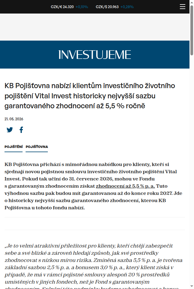 kb-pojistovna-nabizi-klientum-investicniho-zivotniho-pojisteni-vital-invest-historicky-nejvyssi-sazbu-garantovaneho-zhodnoceni-az-5-5-rocne