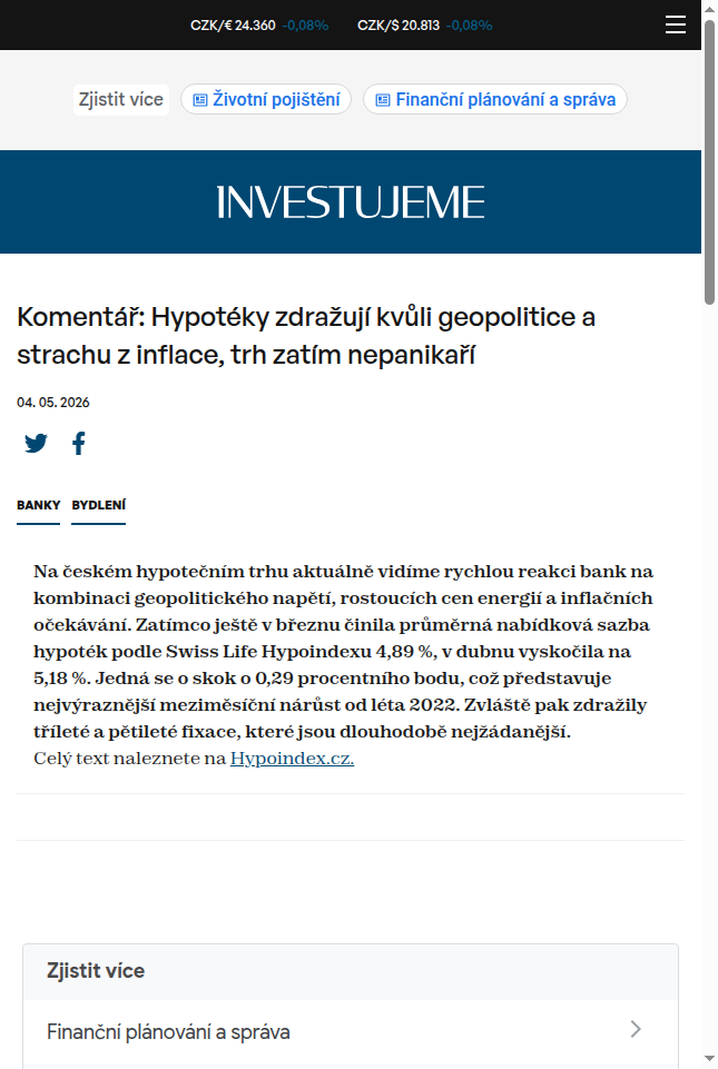 komentar-hypoteky-zdrazuji-kvuli-geopolitice-a-strachu-z-inflace-trh-zatim-nepanikari