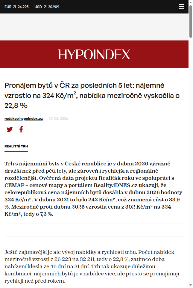 pronajem-bytu-v-cr-za-poslednich-5-let-najemne-vzrostlo-na-324-kc-m2-nabidka-mezirocne-vyskocila-o-22-8