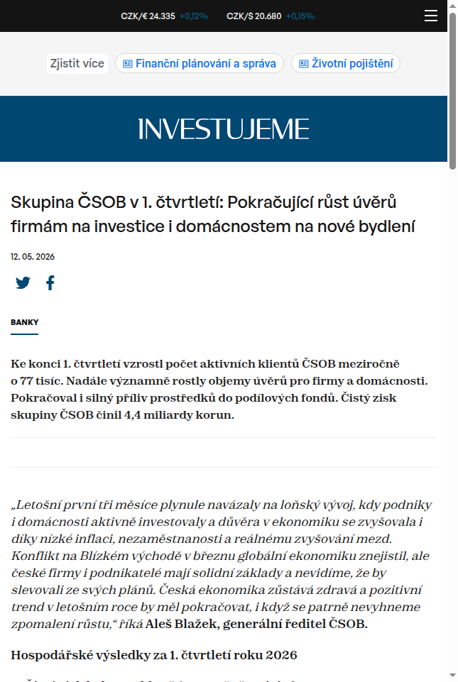 skupina-csob-v-1-ctvrtleti-pokracujici-rust-uveru-firmam-na-investice-i-domacnostem-na-nove-bydleni
