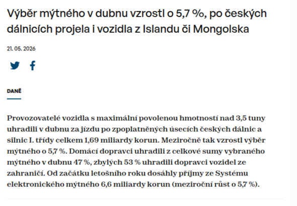 vyber-mytneho-v-dubnu-vzrostl-o-5-7-po-ceskych-dalnicich-projela-i-vozidla-z-islandu-ci-mongolska