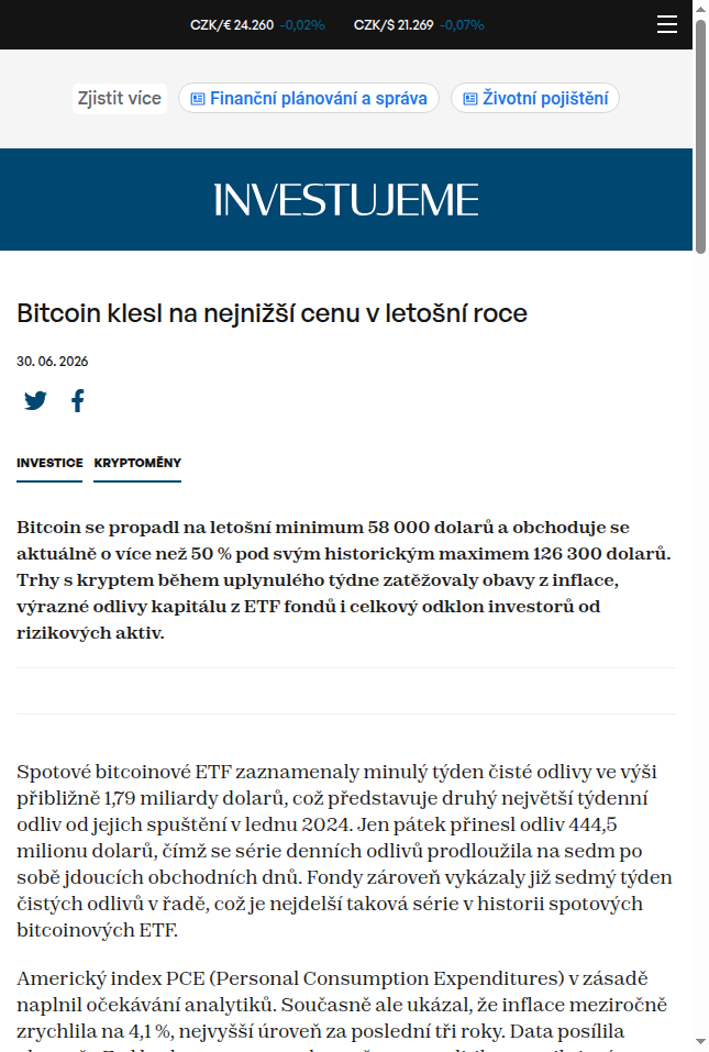 bitcoin-klesl-na-nejnizsi-cenu-v-letosni-roce