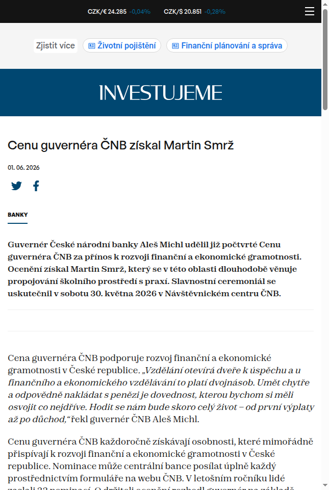cenu-guvernera-cnb-ziskal-martin-smrz