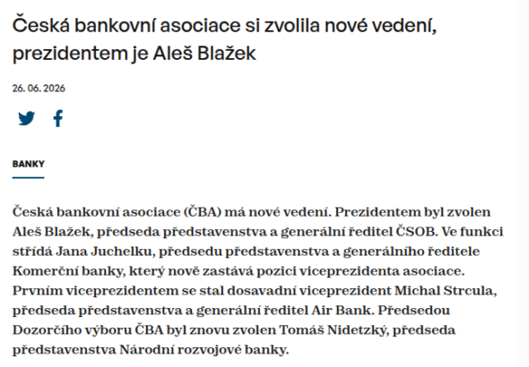 ceska-bankovni-asociace-si-zvolila-nove-vedeni-prezidentem-je-ales-blazek