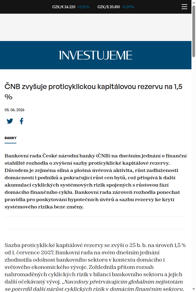 cnb-zvysuje-proticyklickou-kapitalovou-rezervu-na-1-5