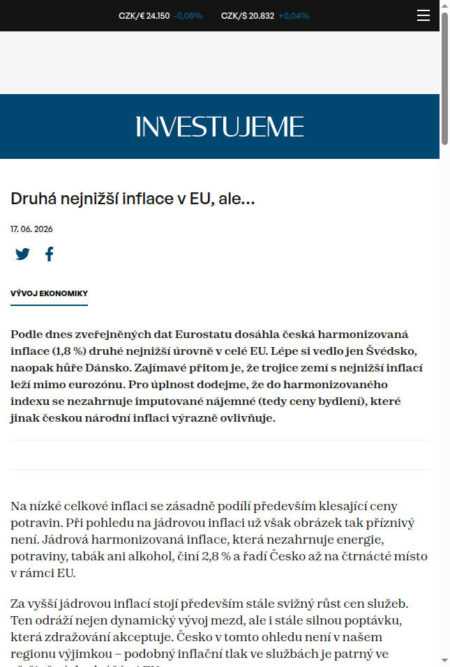 druha-nejnizsi-inflace-v-eu-ale