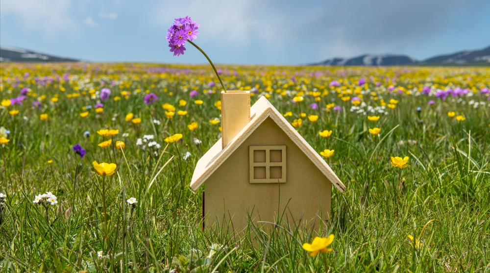 Symbolic,Wooden,House,Among,Flowers,On,A,Summer,Meadow
