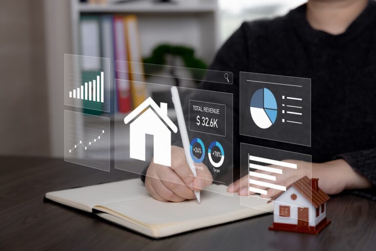 Person,Analyzing,Real,Estate,Dashboard,With,House,Icon,And,Revenue
