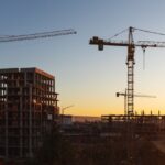 Construction,Boom,In,Western,Ukraine.,A,Construction,Crane,Silhouetted,Against