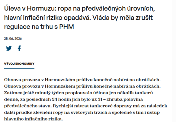 uleva-v-hormuzu-ropa-na-predvalecnych-urovnich-hlavni-inflacni-riziko-opadava-vlada-by-mela-zrusit-regulace-na-trhu-s-phm