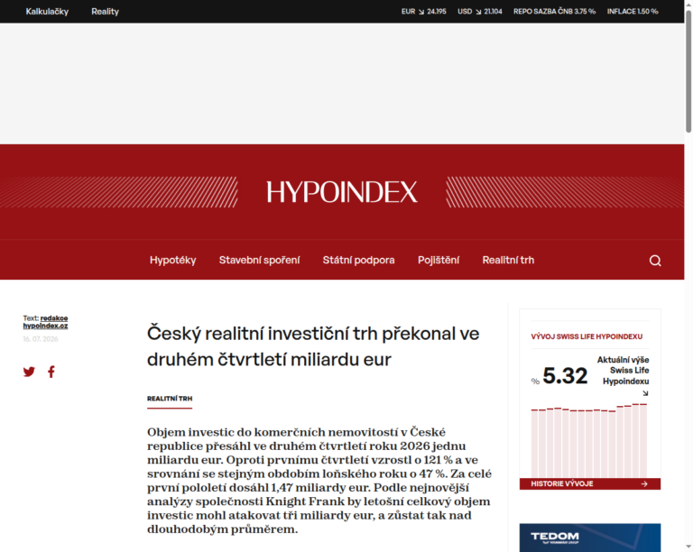 cesky-realitni-investicni-trh-prekonal-ve-druhem-ctvrtleti-miliardu-eur