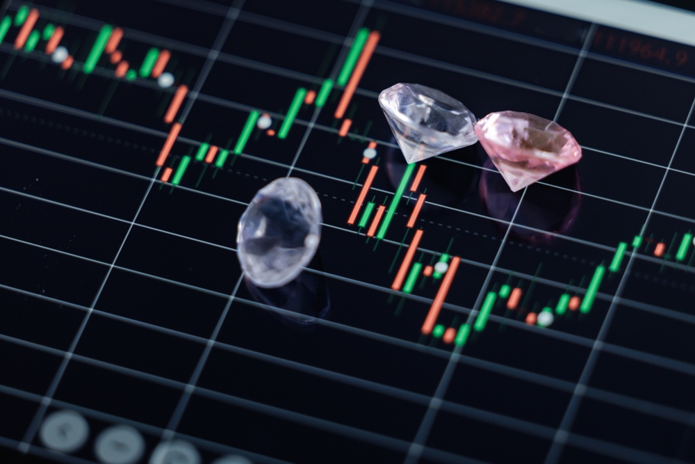 Diamonds,Natural,And,Artificial,On,Stock,Trading,Chart,Displaying,Market