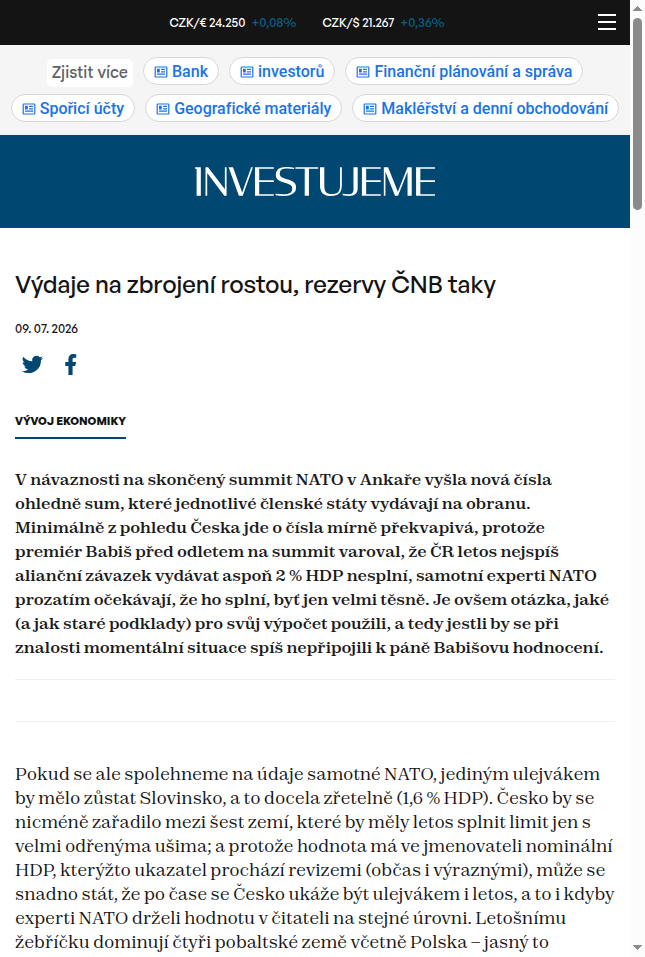 vydaje-na-zbrojeni-rostou-rezervy-cnb-taky