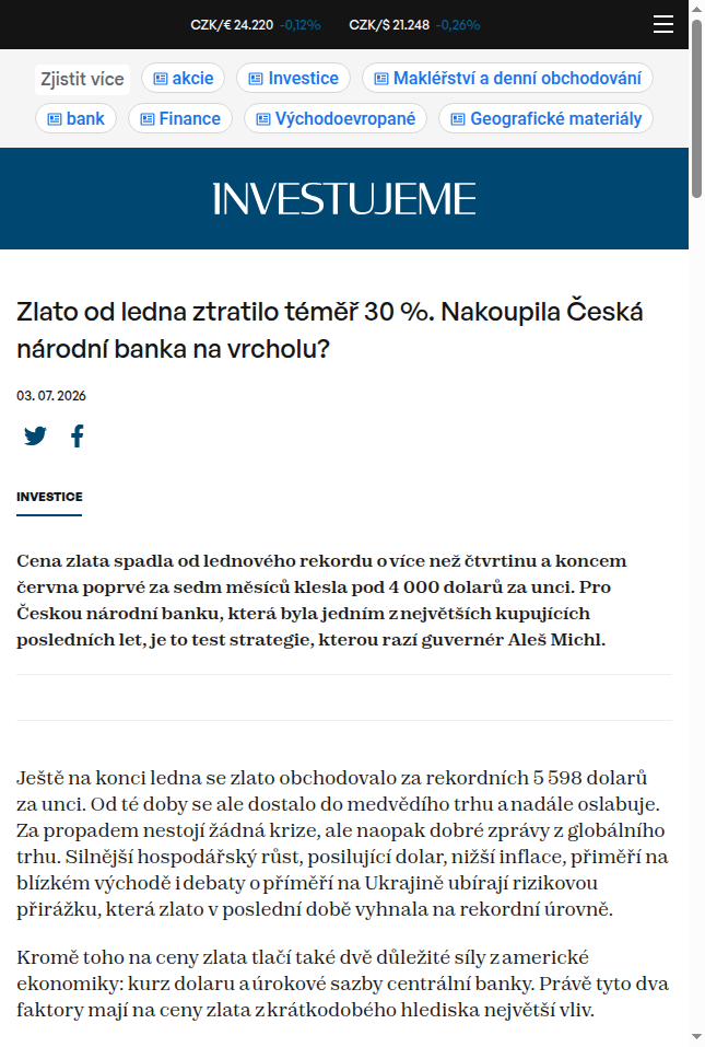 zlato-od-ledna-ztratilo-temer-30-nakoupila-ceska-narodni-banka-na-vrcholu