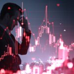 Silhouette,Of,Stressed,Man,Against,Red,Market,Chart,In,Clean