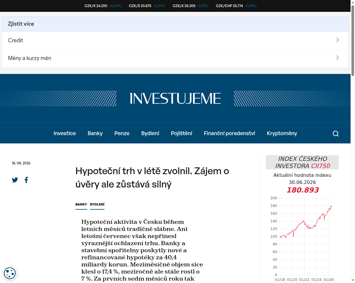 hypotecni-trh-v-lete-zvolnil-zajem-o-uvery-ale-zustava-silny
