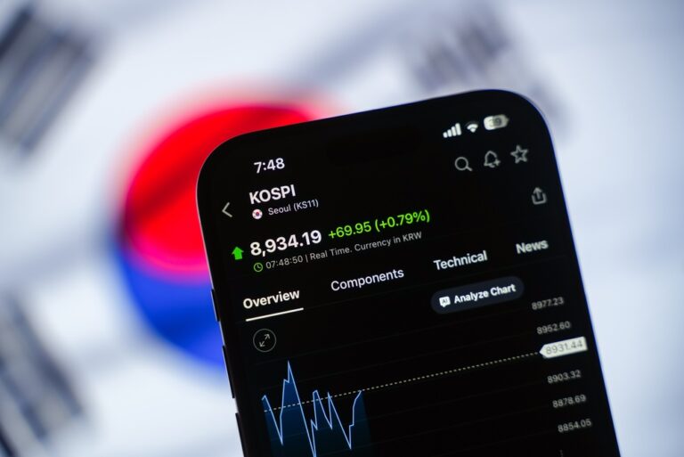 Kospi,Or,Korea,Stock,Exchange,Logo,Is,Displayed,On,A