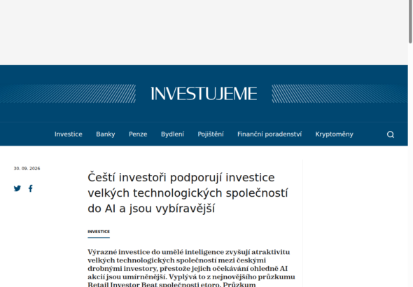 cesti-investori-podporuji-investice-velkych-technologickych-spolecnosti-do-ai-a-jsou-vybiravejsi