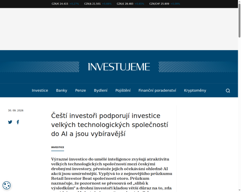 cesti-investori-podporuji-investice-velkych-technologickych-spolecnosti-do-ai-a-jsou-vybiravejsi