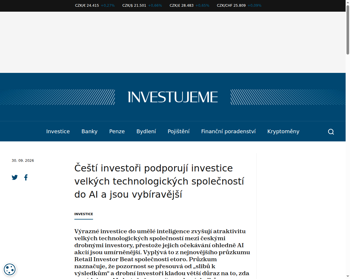 cesti-investori-podporuji-investice-velkych-technologickych-spolecnosti-do-ai-a-jsou-vybiravejsi