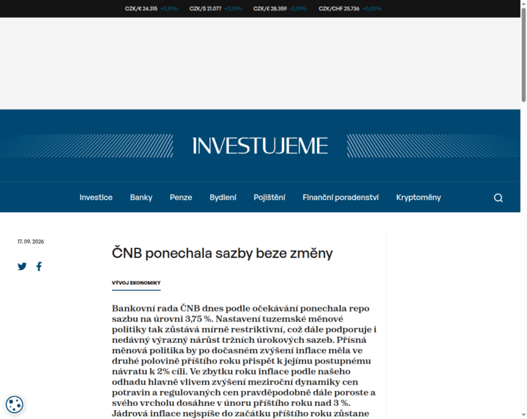 cnb-ponechala-sazby-beze-zmeny