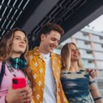 Generation,Z,Students,Hanging,Out,Together,Outdoors,In,The,City.