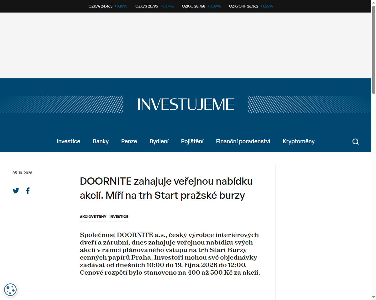 doornite-zahajuje-verejnou-nabidku-akcii-miri-na-trh-start-prazske-burzy