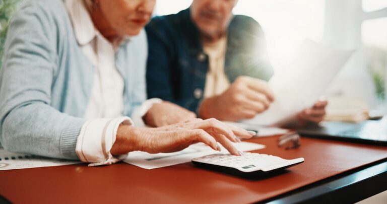 Hands,,Finance,And,Senior,Couple,With,Calculator,For,Budget,Planning,