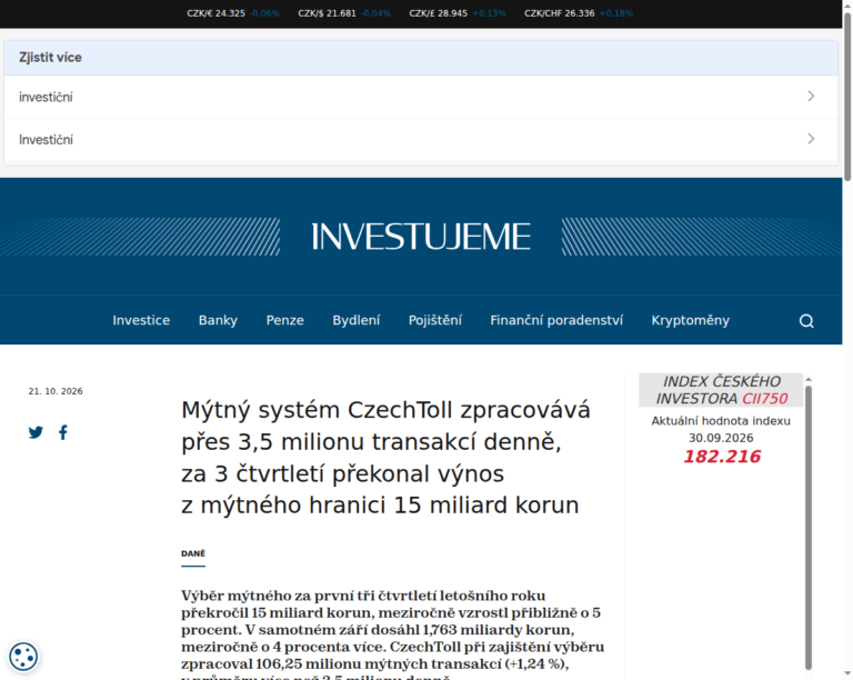 mytny-system-czechtoll-zpracovava-pres-3-5-milionu-transakci-denne-za-3-ctvrtleti-prekonal-vynos-z-mytneho-hranici-15-miliard-korun
