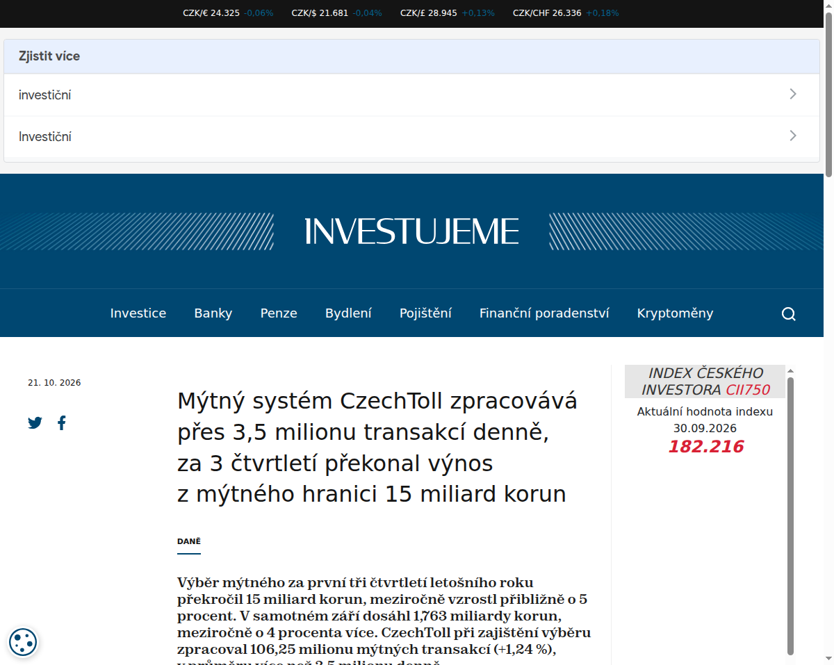 mytny-system-czechtoll-zpracovava-pres-3-5-milionu-transakci-denne-za-3-ctvrtleti-prekonal-vynos-z-mytneho-hranici-15-miliard-korun