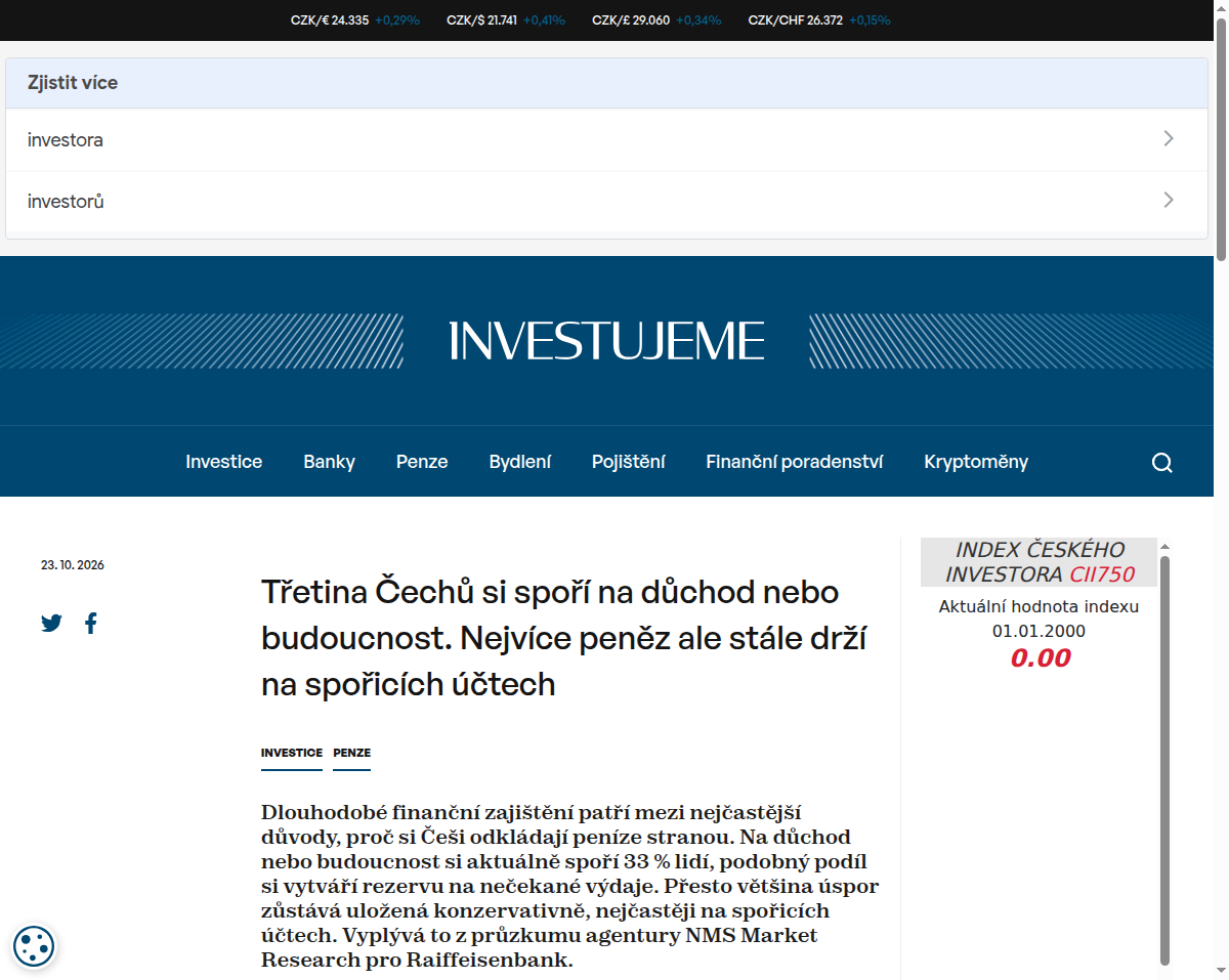 tretina-cechu-si-spori-na-duchod-nebo-budoucnost-nejvice-penez-ale-stale-drzi-na-sporicich-uctech